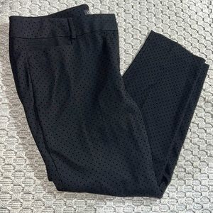 Loft Curvy Ankle pants with black velvet dots